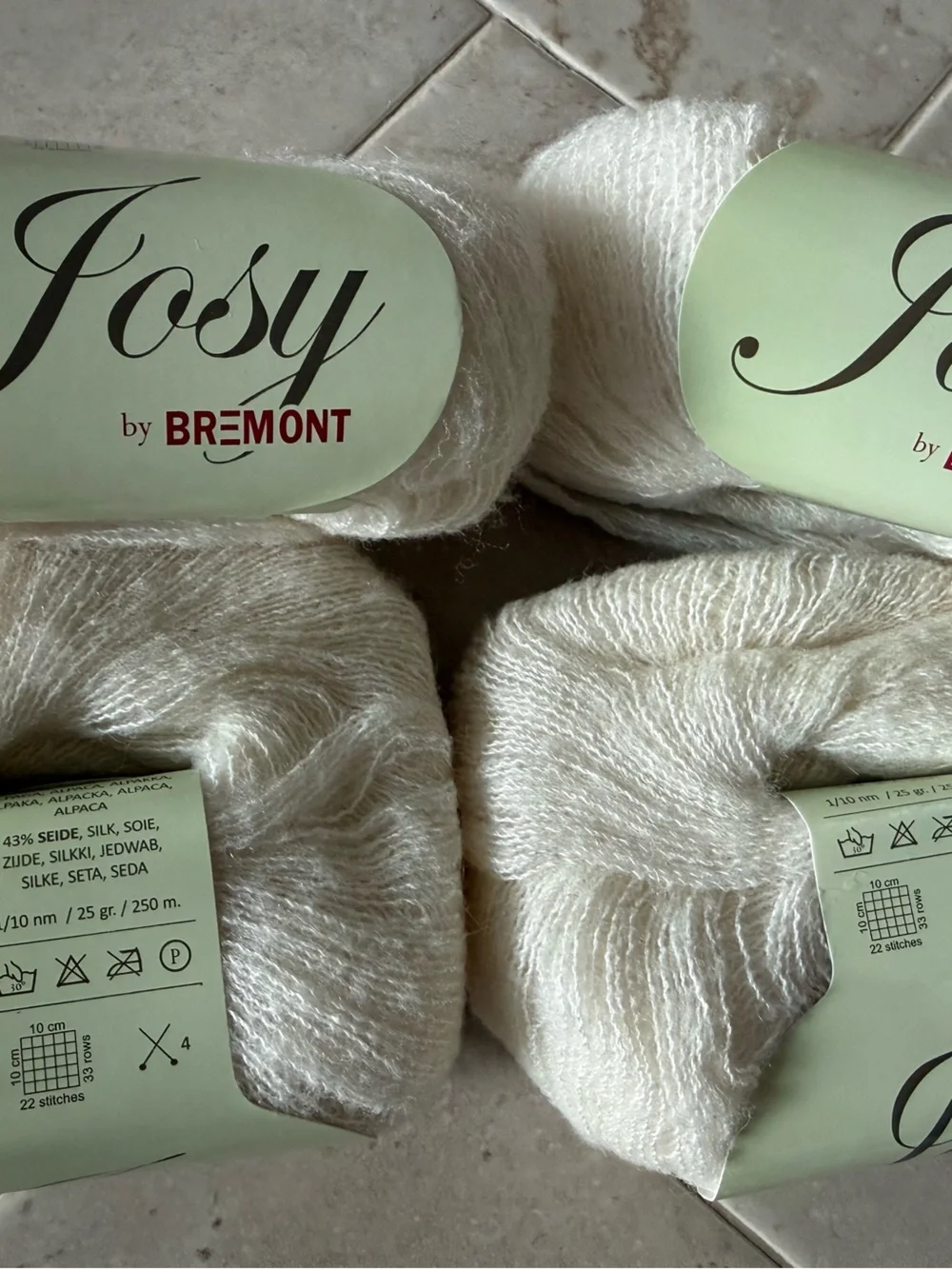 Josy by Bremont Soft Cream Lace-Weight Yarn - 4 Skeins Natural Off White/Cream